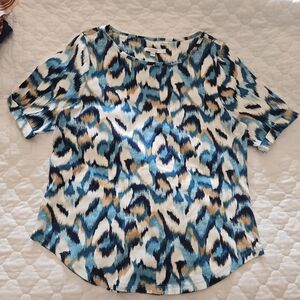 Chico's Stylish Blue Patterned Women's Top